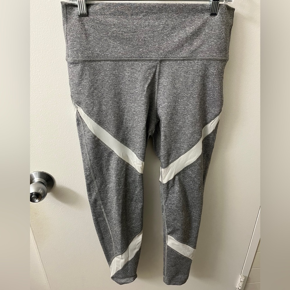 Aerie Gray Striped Activewear Leggings